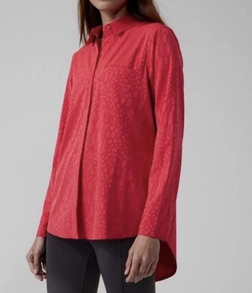 Athleta Urbanite Textured Button Down Shirt Women Small Red Gorpcore Athleisure - Picture 1 of 11